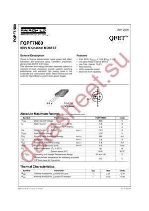 FQPF7N80 datasheet  